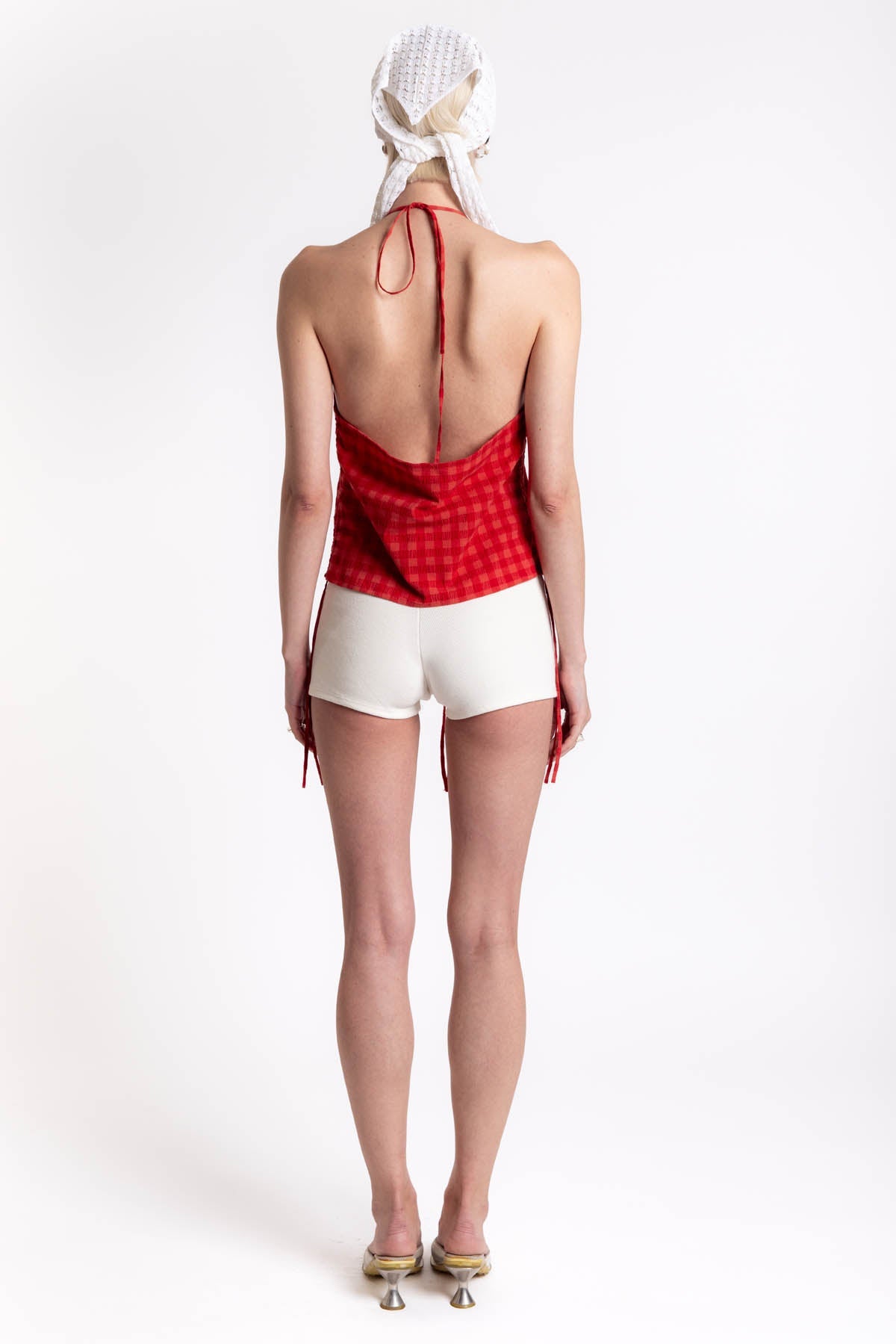 Thinking MU Red Checks Seersucker Hiba Top