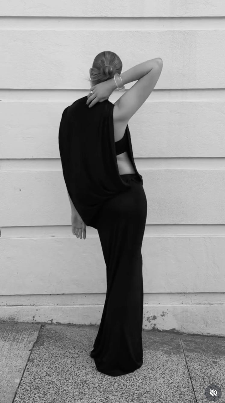 Third Form Fall Away Floor Length Dress - Onyx