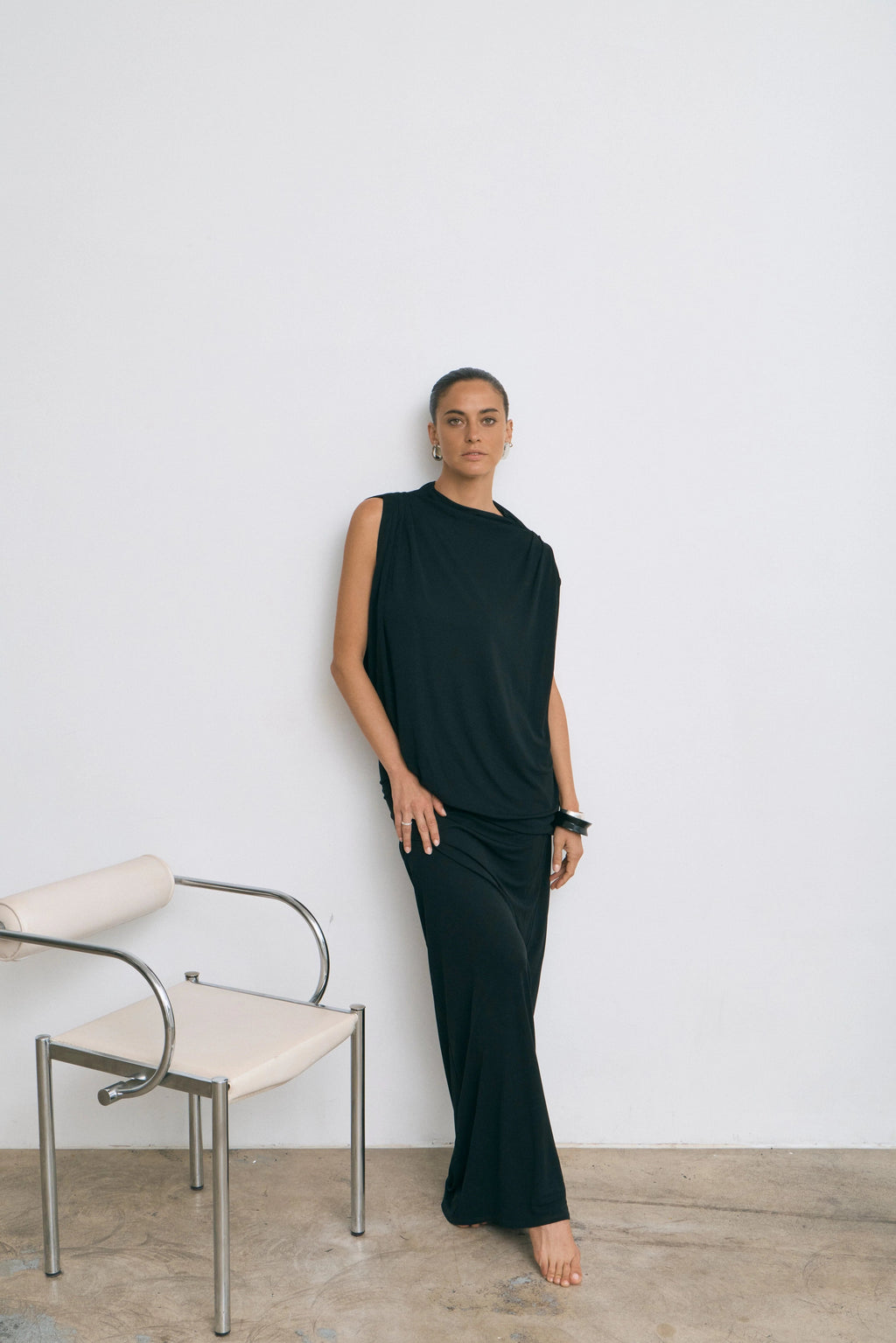 Third Form Fall Away Floor Length Dress - Onyx