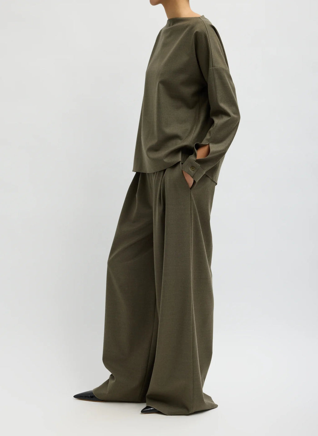 Tibi Cozy Flannel Triple Pleat Pant