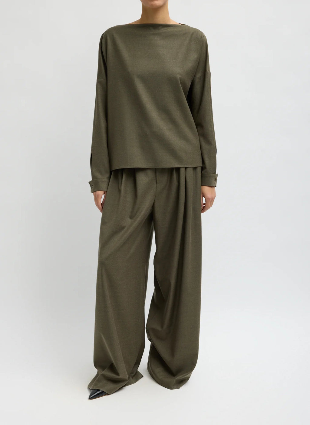 Tibi Cozy Flannel Triple Pleat Pant