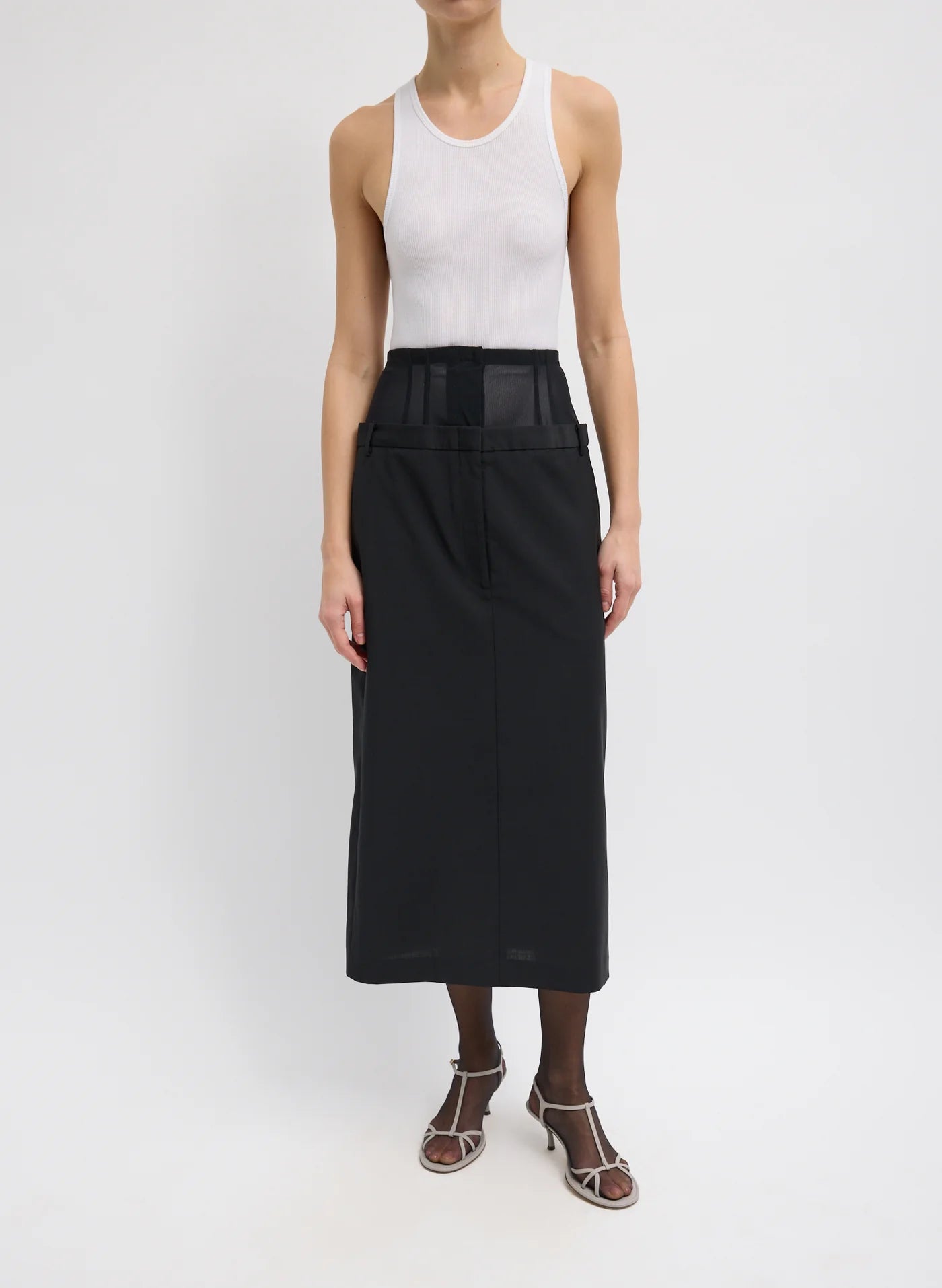 Tibi Recycled Tropical Wool Corset Maxi Trouser Skirt