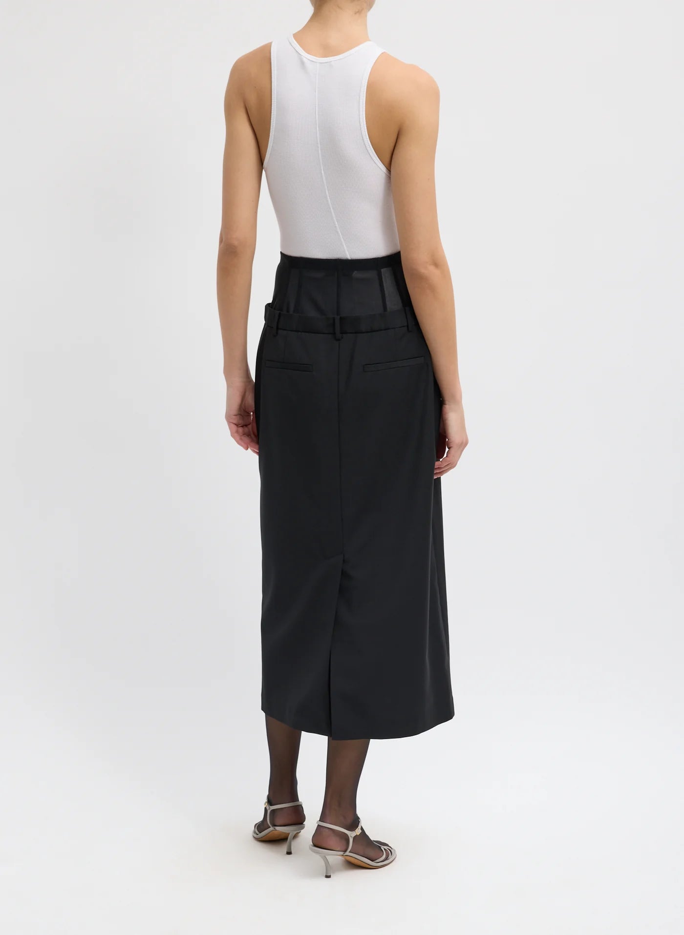 Tibi Recycled Tropical Wool Corset Maxi Trouser Skirt