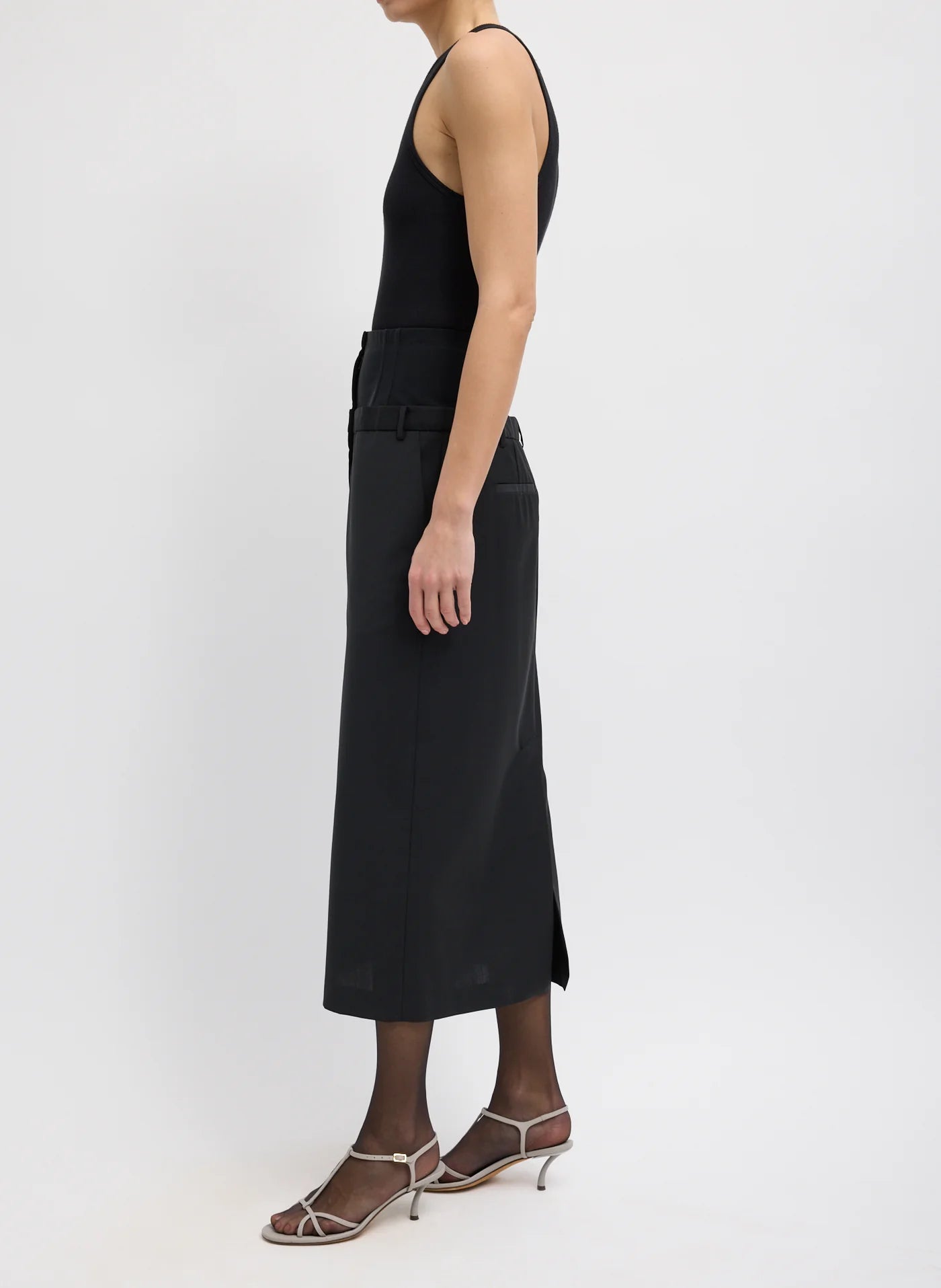 Tibi Recycled Tropical Wool Corset Maxi Trouser Skirt