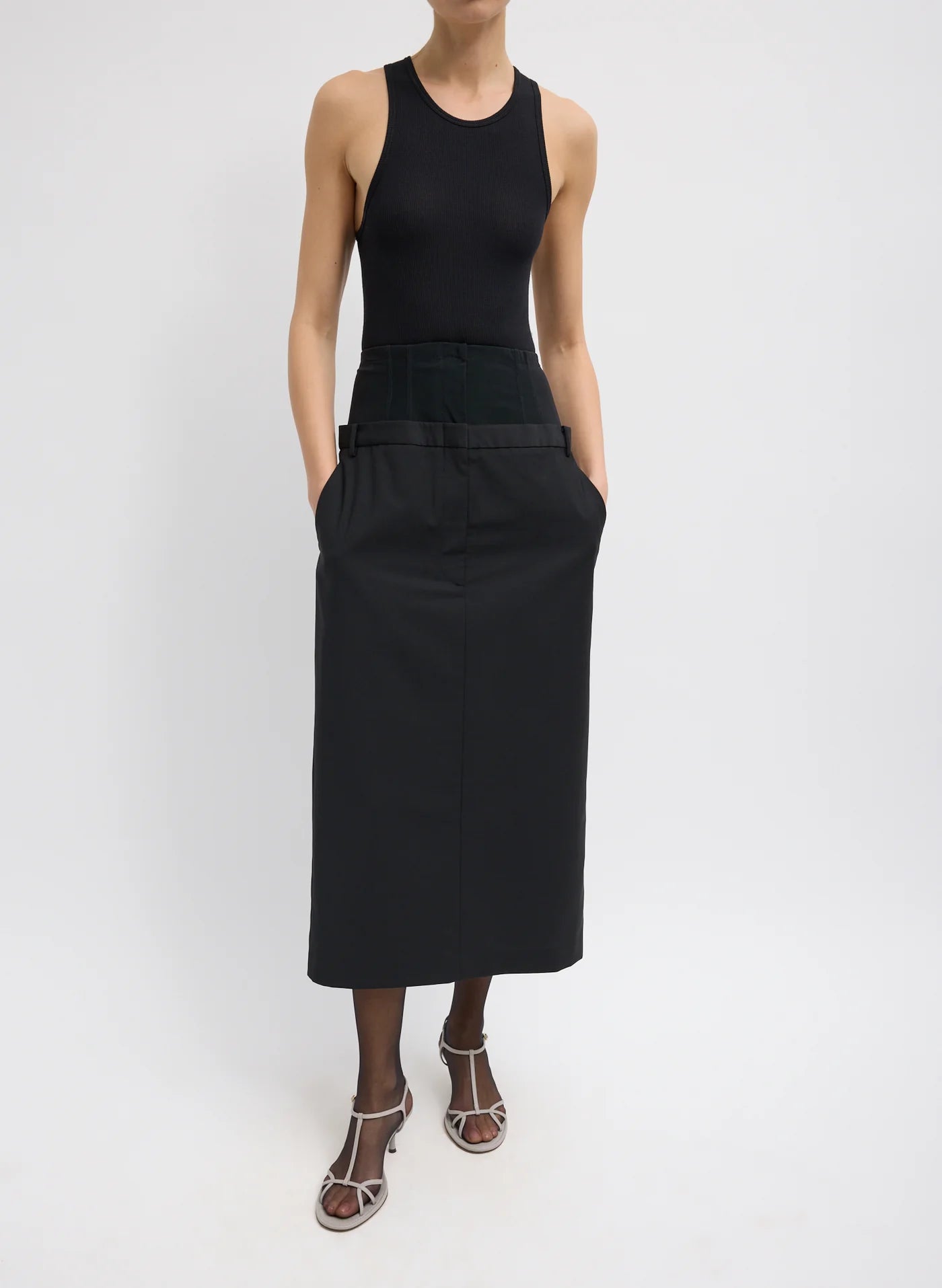 Tibi Recycled Tropical Wool Corset Maxi Trouser Skirt