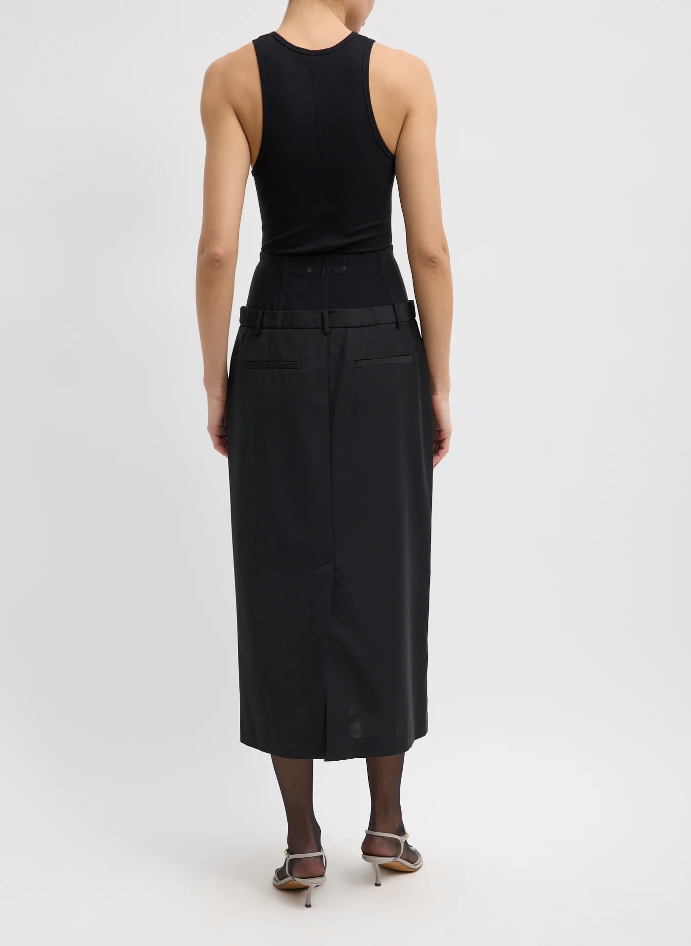 Tibi Recycled Tropical Wool Corset Maxi Trouser Skirt