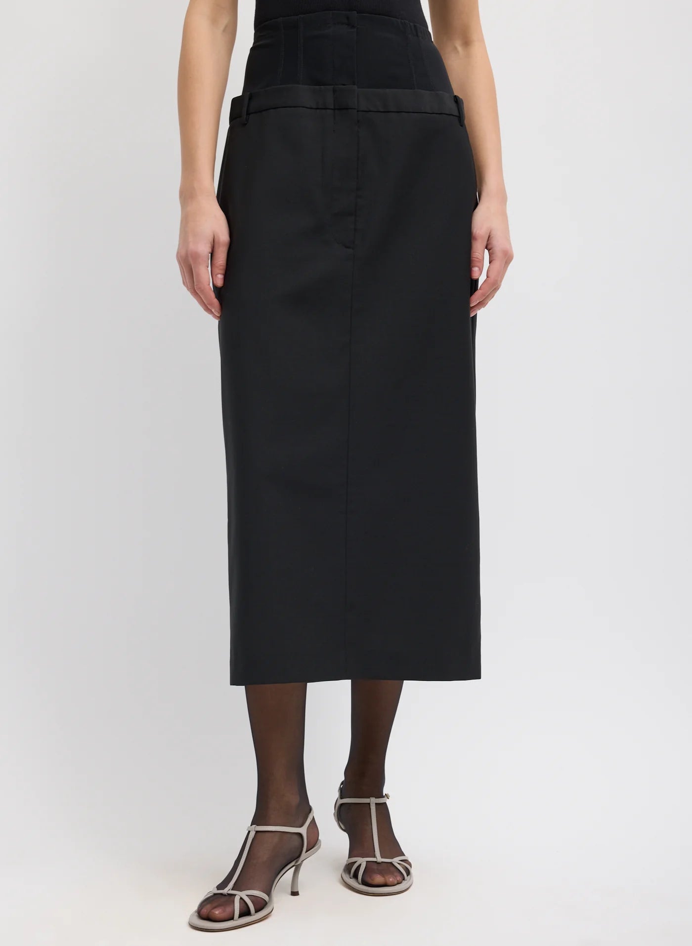 Tibi Recycled Tropical Wool Corset Maxi Trouser Skirt