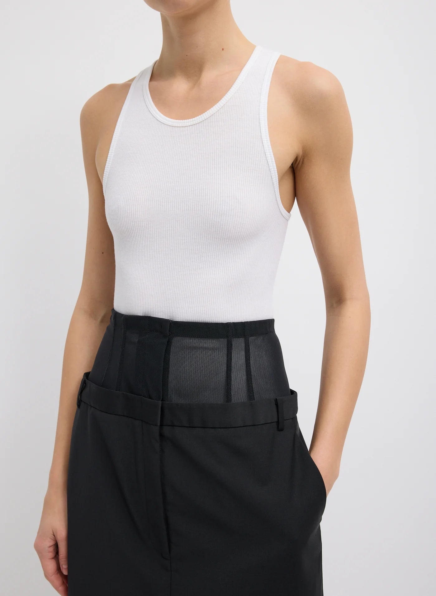 Tibi Recycled Tropical Wool Corset Maxi Trouser Skirt