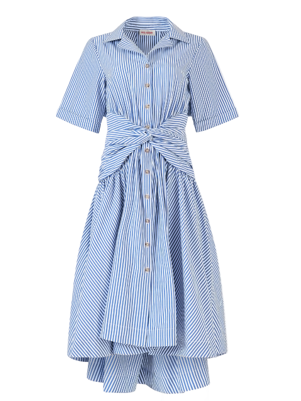 Rosie Assoulin Tie Shirt Dress - Blue Stripe