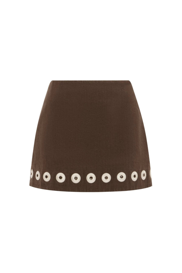 ALÉMAIS Tobe Denim Skirt - Chocolate