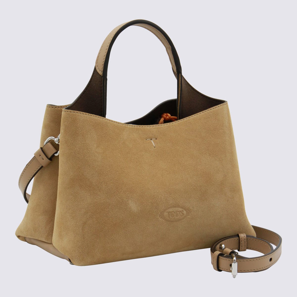 Tod's Beige Suede Top Handle Bag