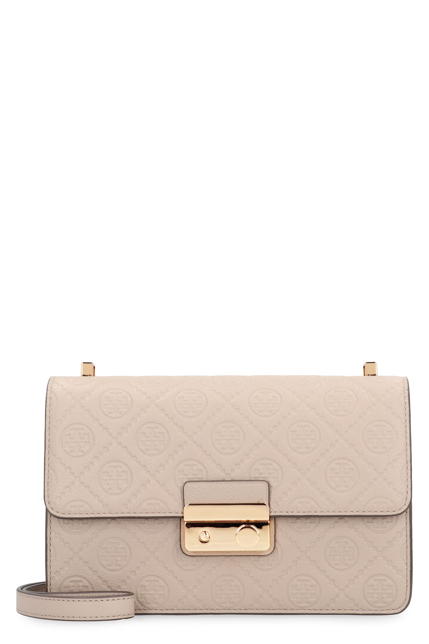 Tory Burch T Monogram Leather Shoulder Bag - Gray