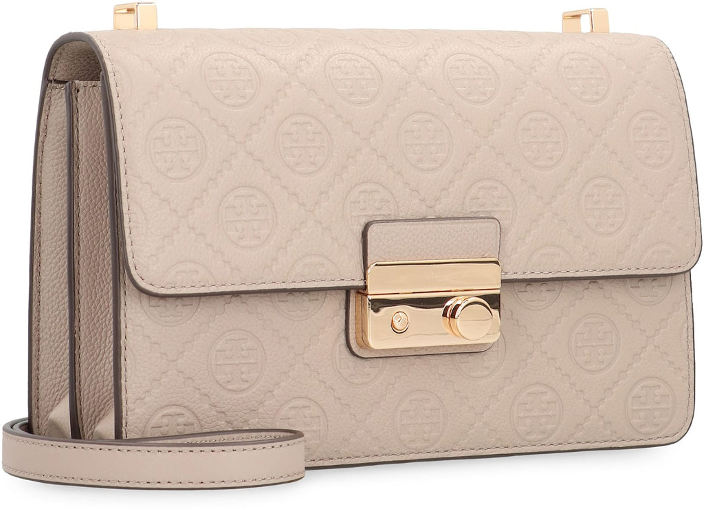 Tory Burch T Monogram Leather Shoulder Bag - Gray