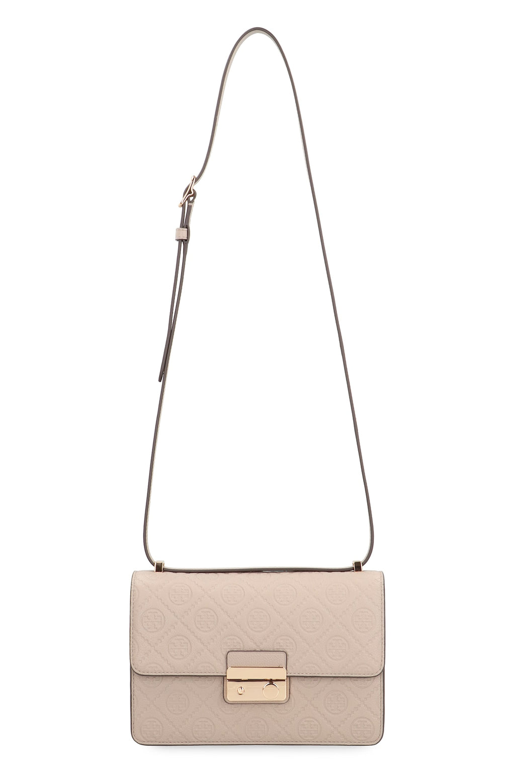 Tory Burch T Monogram Leather Shoulder Bag - Gray