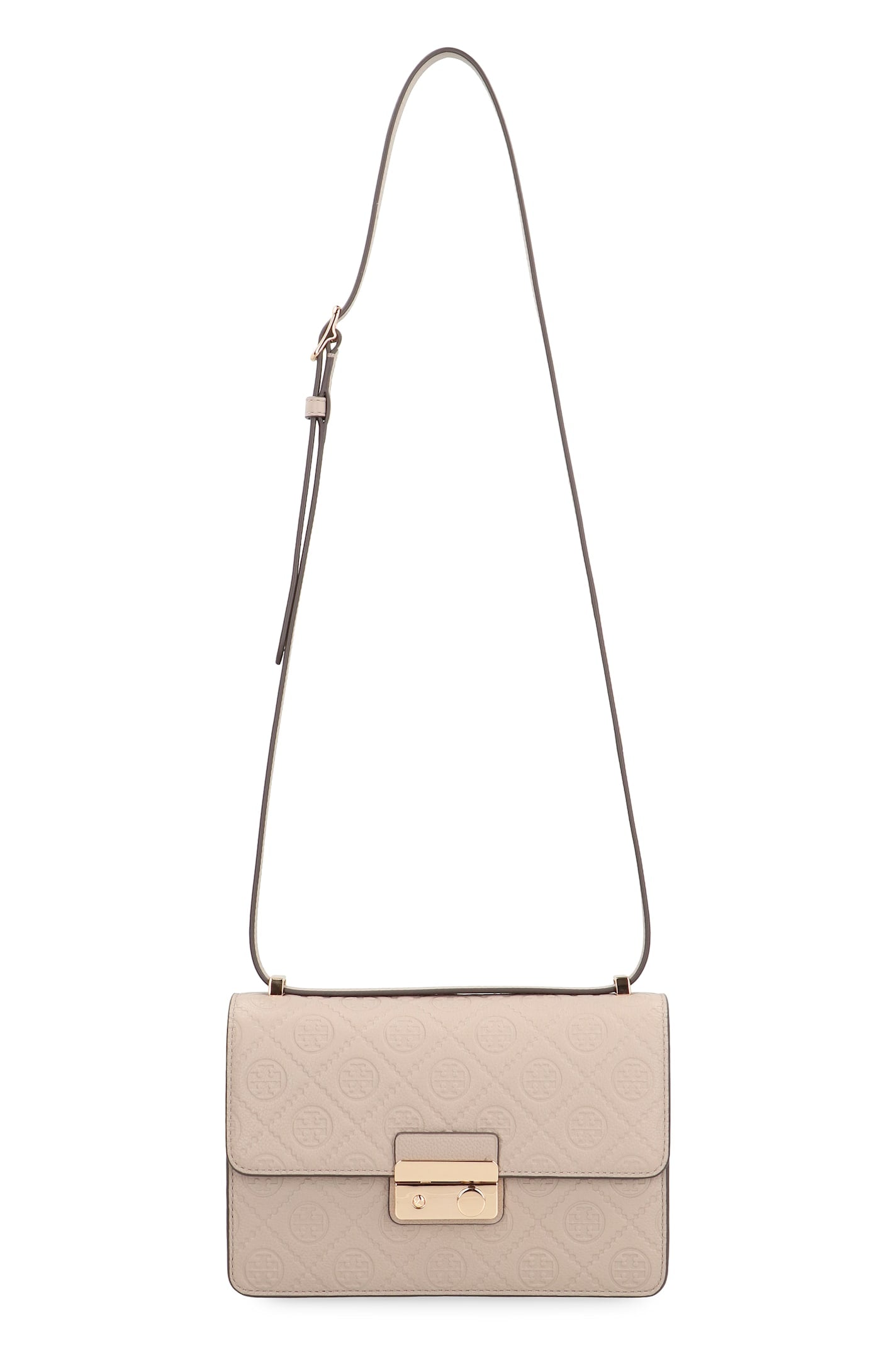 Tory Burch T Monogram Leather Shoulder Bag - Gray