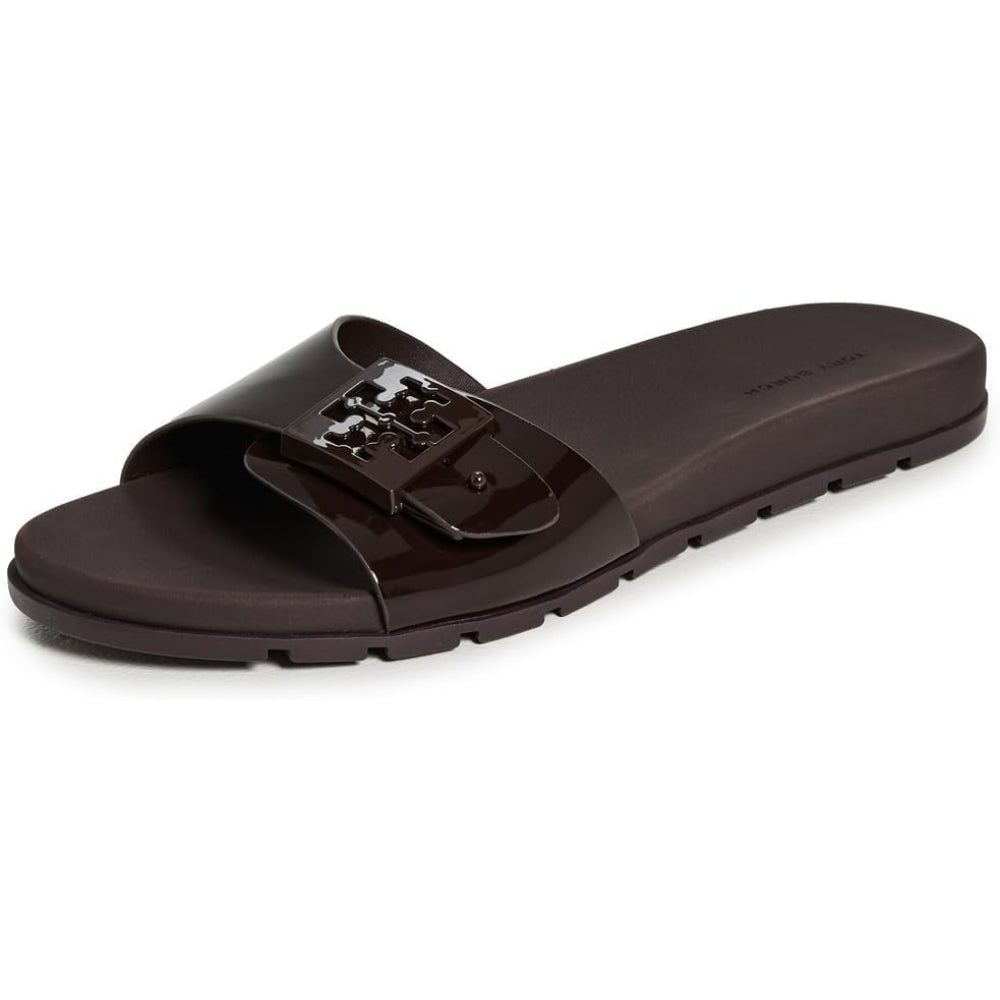 Tory Burch Buckle Slides - Dark Cocoa