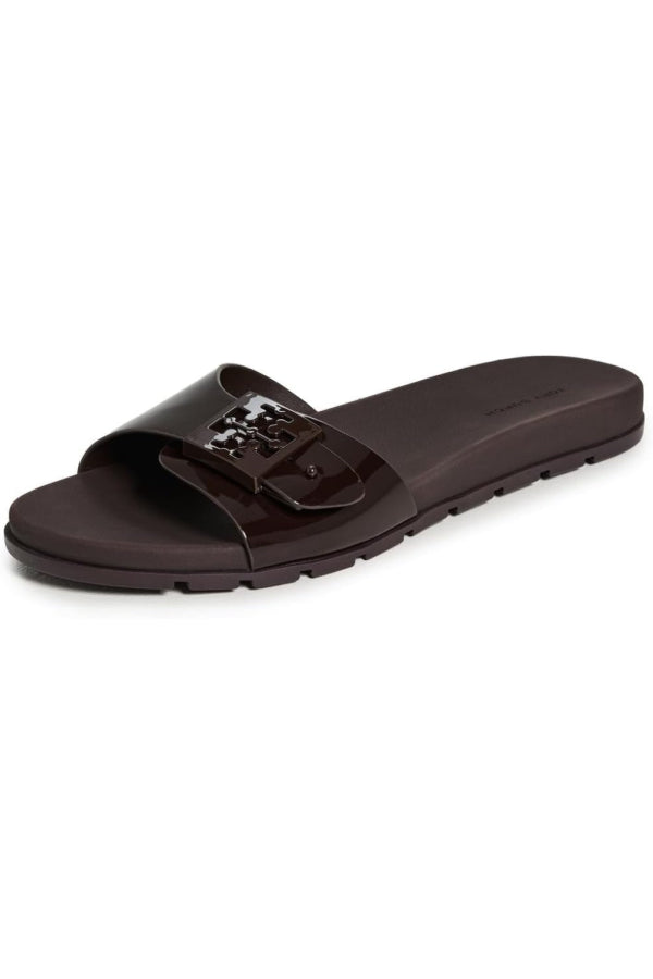 Tory Burch Buckle Slides - Dark Cocoa