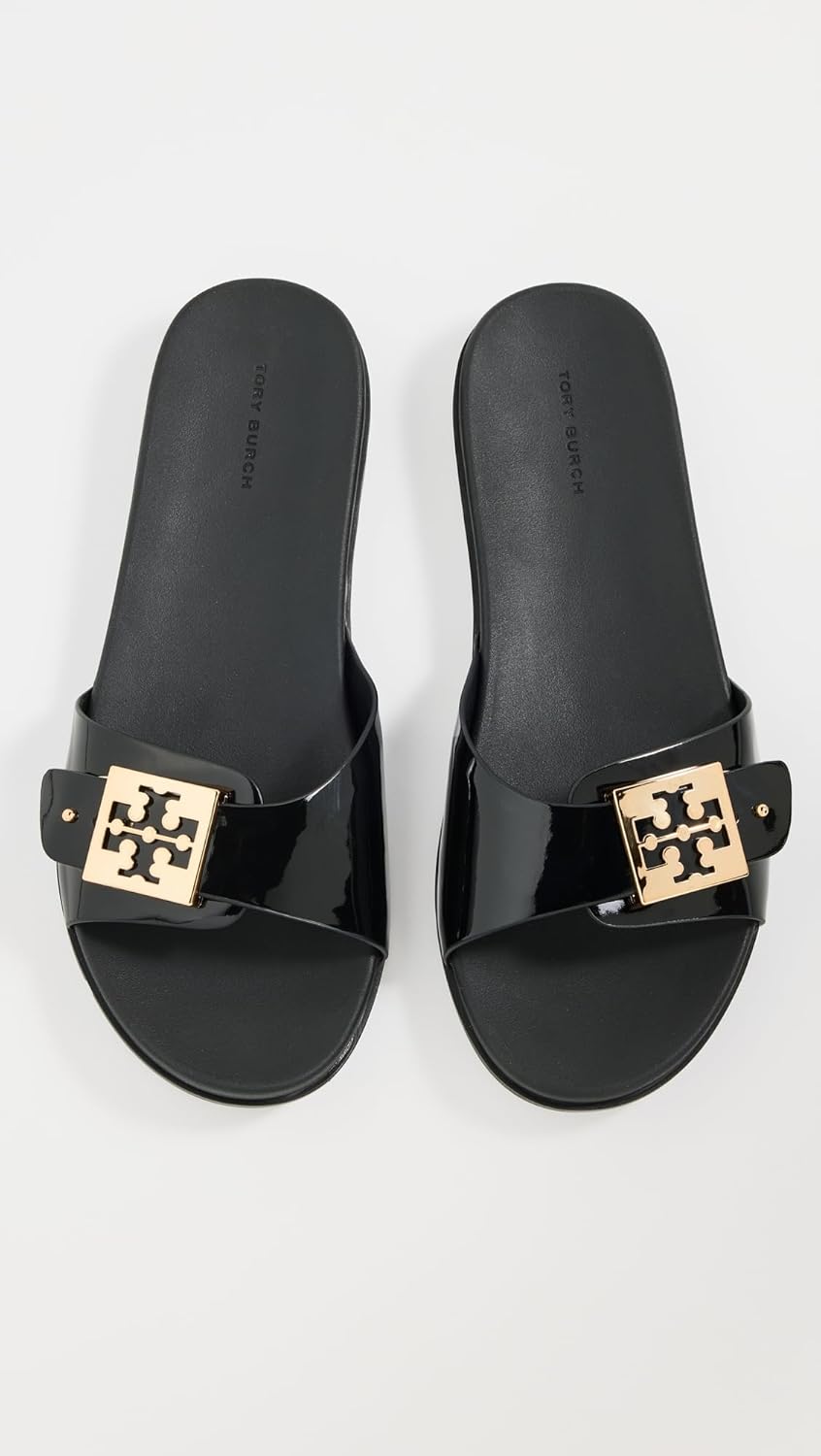 Tory Burch Buckle Slides - Perfect Black/Gold