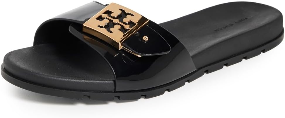 Tory Burch Buckle Slides - Perfect Black/Gold