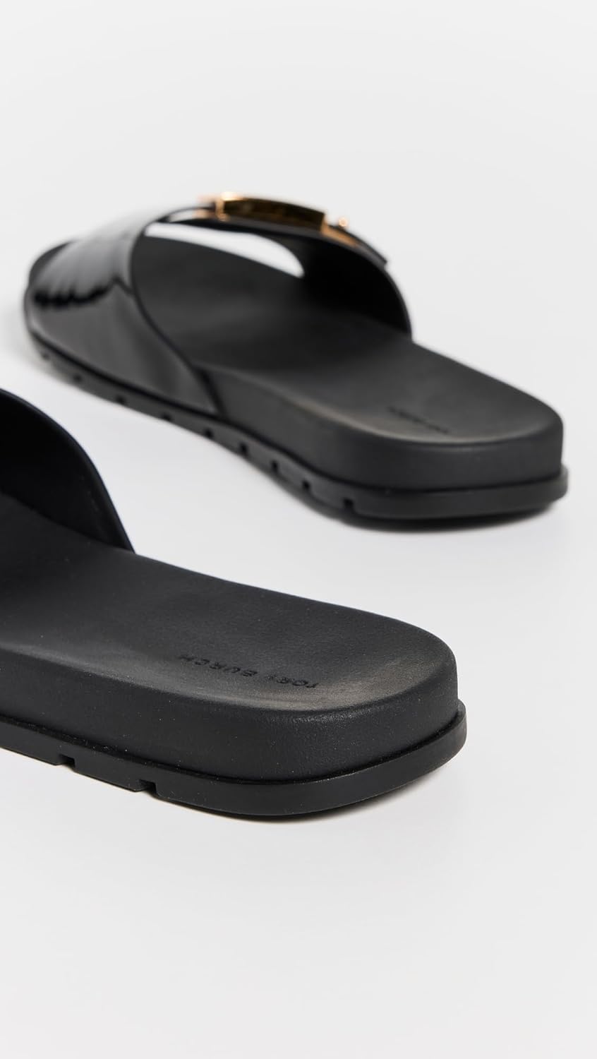 Tory Burch Buckle Slides - Perfect Black/Gold