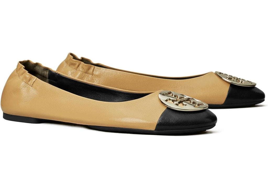 Tory Burch Claire Cap-Toe Ballet Flat - Ginger Shortbread/Perfect Black