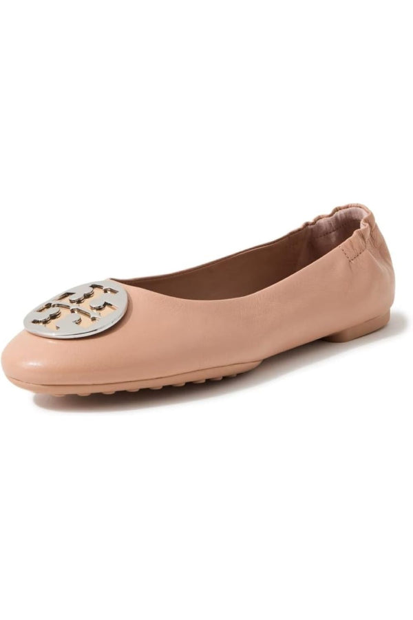 Tory Burch Claire Cap-Toe Ballet Flat - Light Sand/Gold/Silver