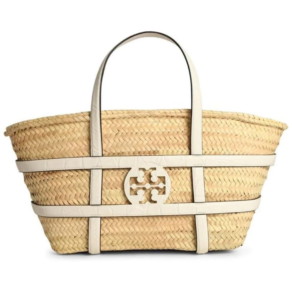 Tory Burch Ella Straw Basket Tote Bag - Blanc