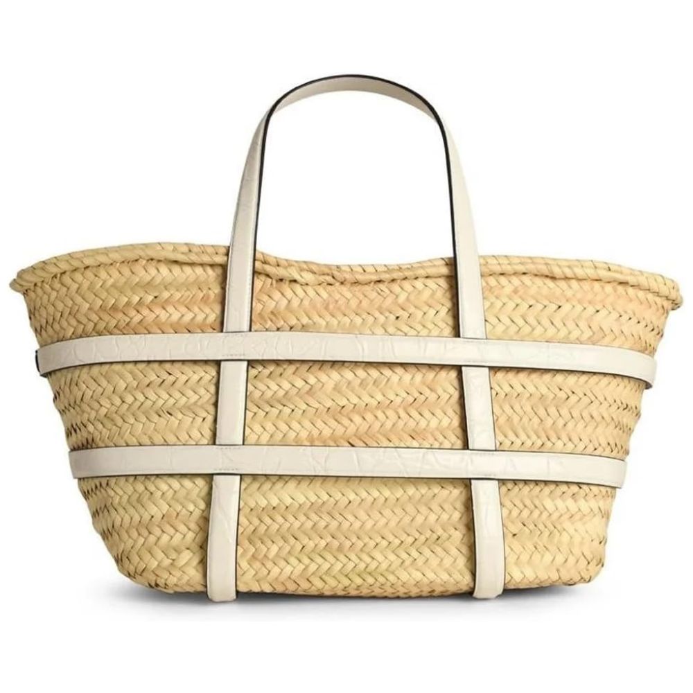 Tory Burch Ella Straw Basket Tote Bag - Blanc