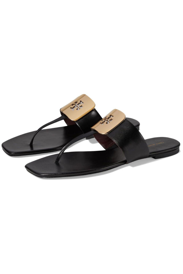 Tory Burch Georgia Leather Open Toe Sandal - Perfect Black