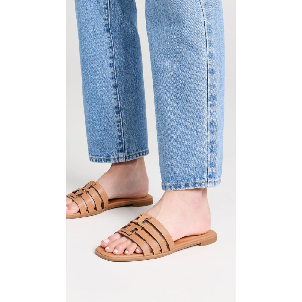 Tory Burch Ines Leather Cage Slides - Camello/Camello