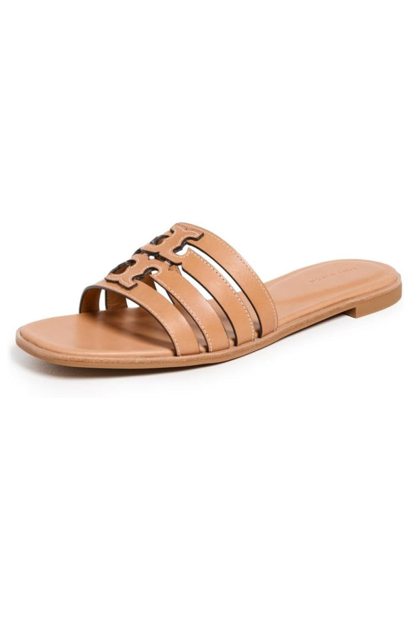 Tory Burch Ines Leather Cage Slides - Camello/Camello