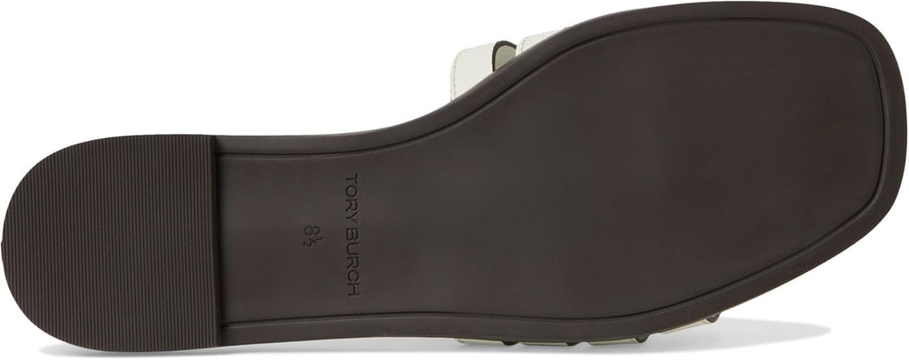 Tory Burch Ines Tumbled Leather Cage Slide - Blanc