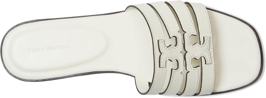 Tory Burch Ines Tumbled Leather Cage Slide - Blanc
