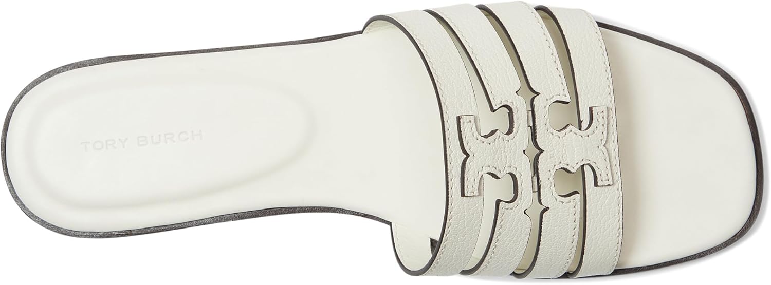 Tory Burch Ines Tumbled Leather Cage Slide - Blanc