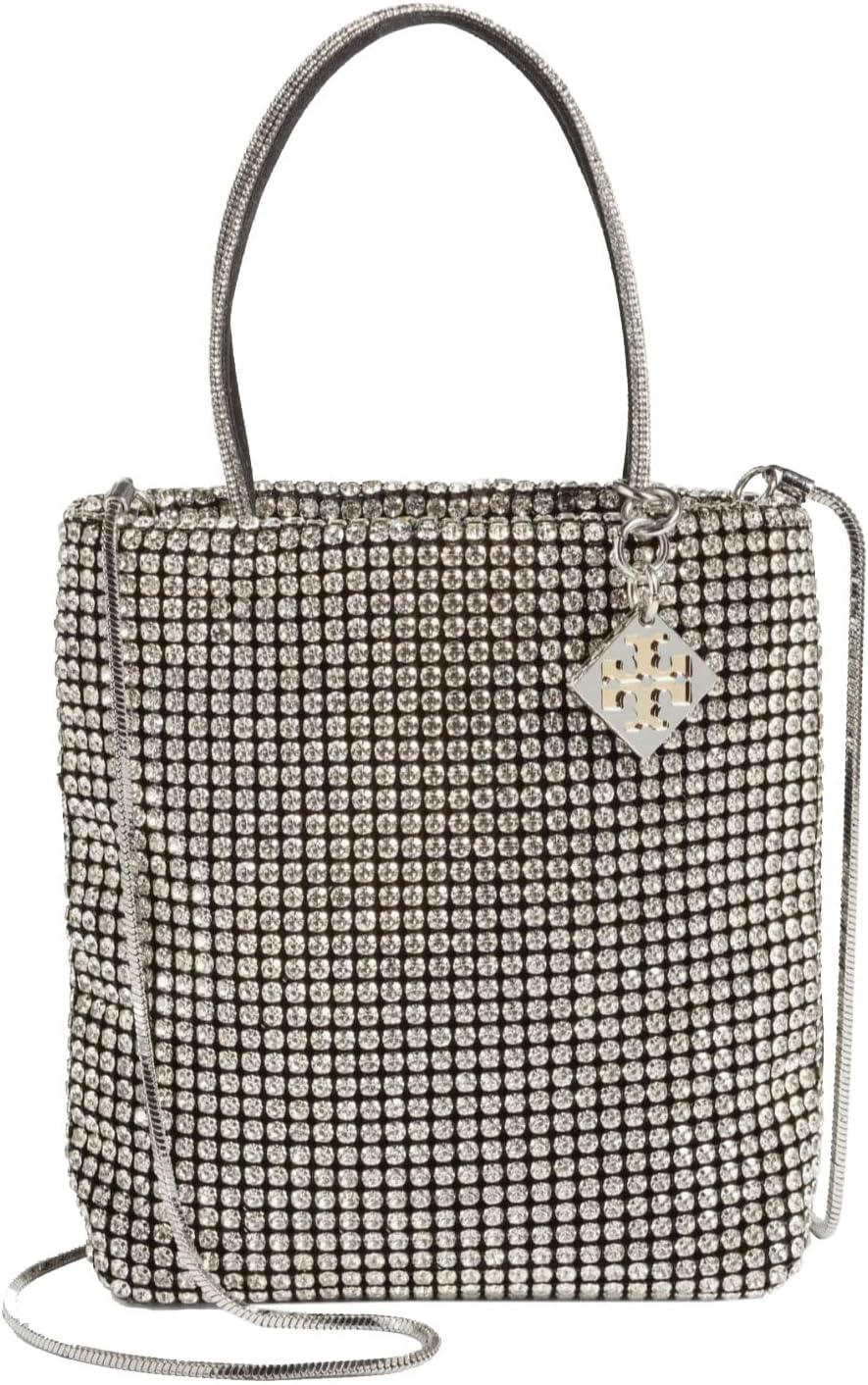 Tory Burch Key Item Crystal Embellished Top Handle Bag - Silver