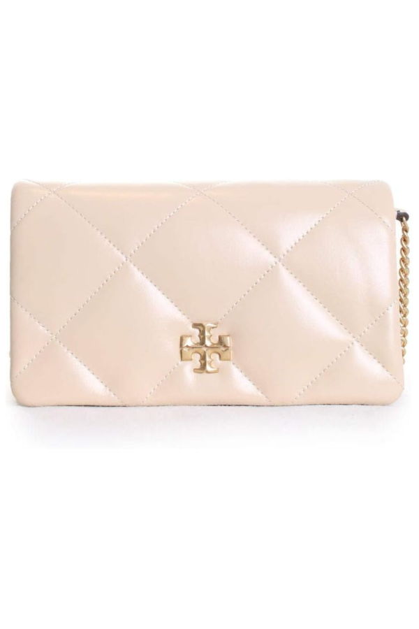 Tory Burch Kira Diamond Quilt Chain Wallet - Vanilla Soft Serve