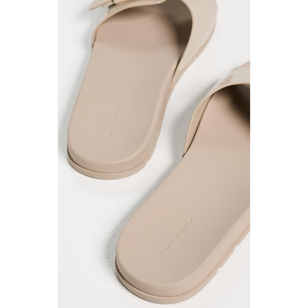 Tory Burch Mellow Buckle Slides - Stone Gray
