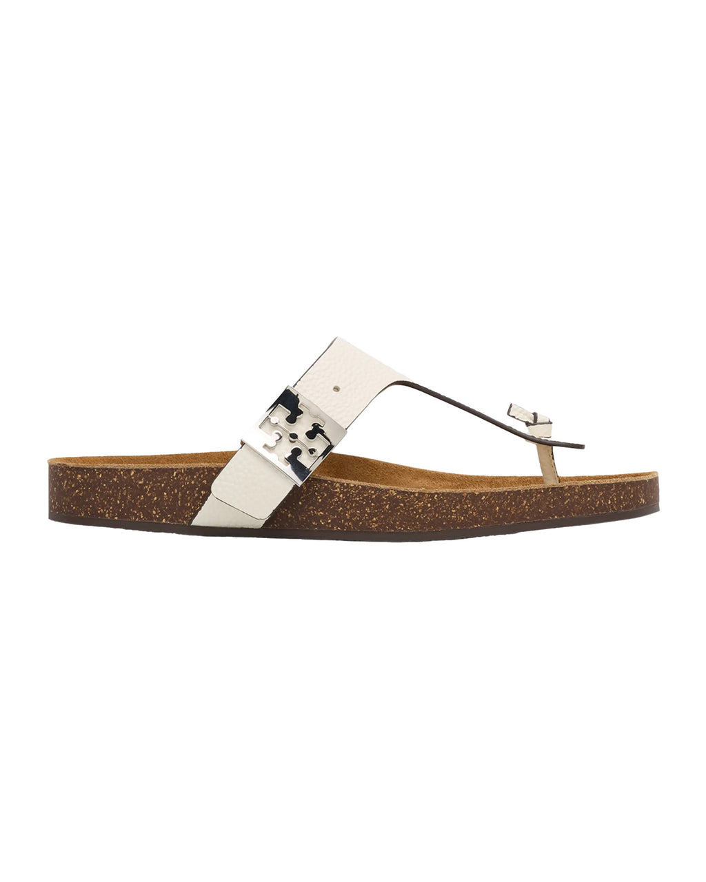 Tory Burch Mellow Croc Embossed Thong Sandals - Blanc/Light Oak