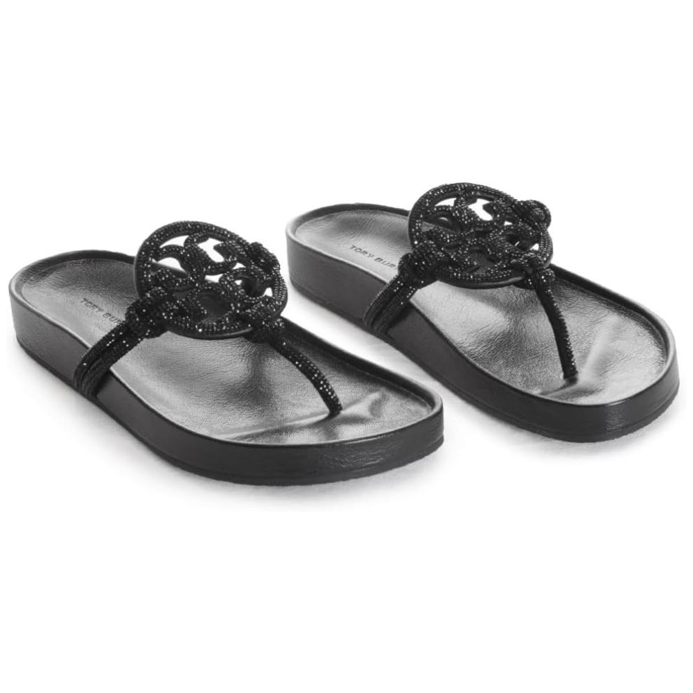 Tory Burch Miller Cloud Knotted Pave Sandals - Perfect Black