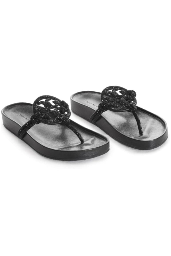 Tory Burch Miller Cloud Knotted Pave Sandals - Perfect Black