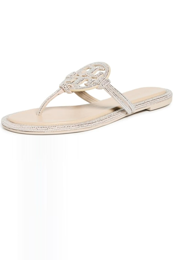 Tory Burch Miller Knotted Pave Sandals - Stone Gray