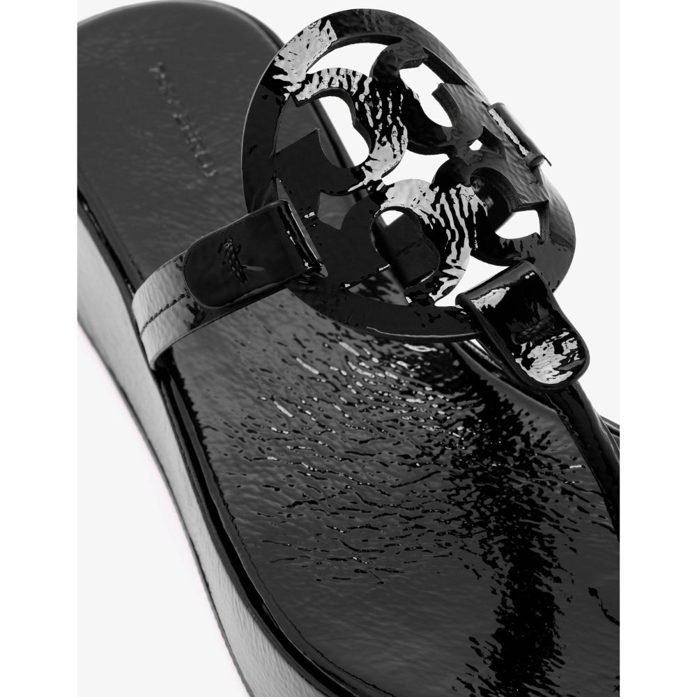 Tory Burch Miller Wedge 25mm Sandal - Perfect Black Patent