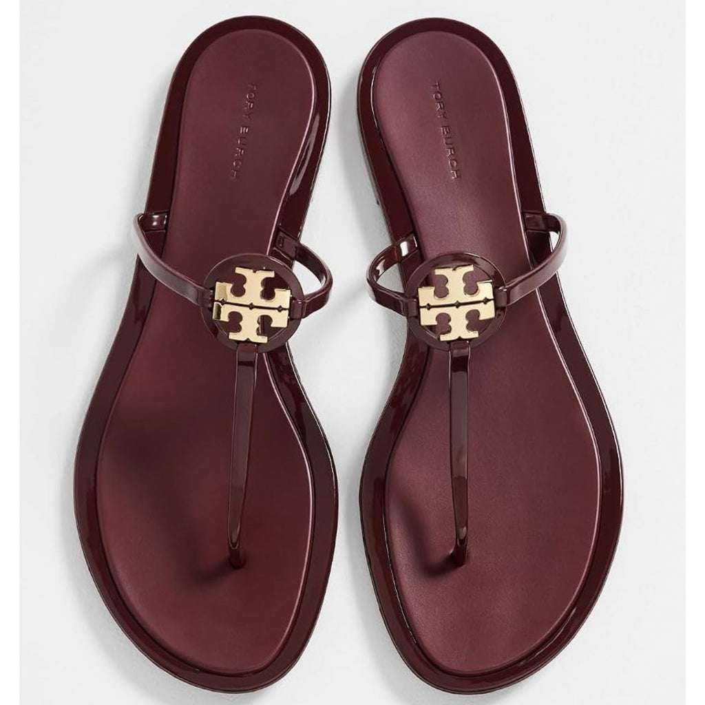 Tory Burch Mini Miller Jelly Sandals - Dark Raspberry/Gold