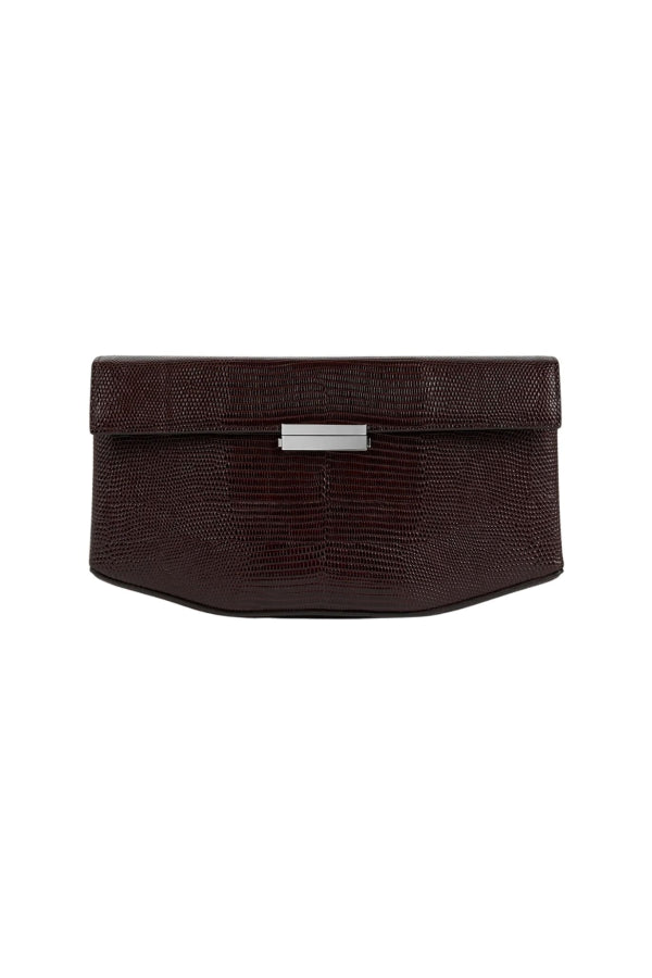 Totême Clip Lizard-Embossed Shoulder Bag - Brown