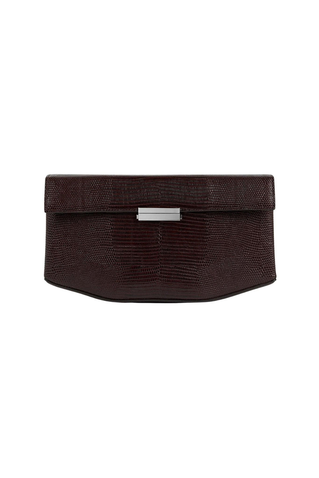 Totême Clip Lizard-Embossed Shoulder Bag - Brown