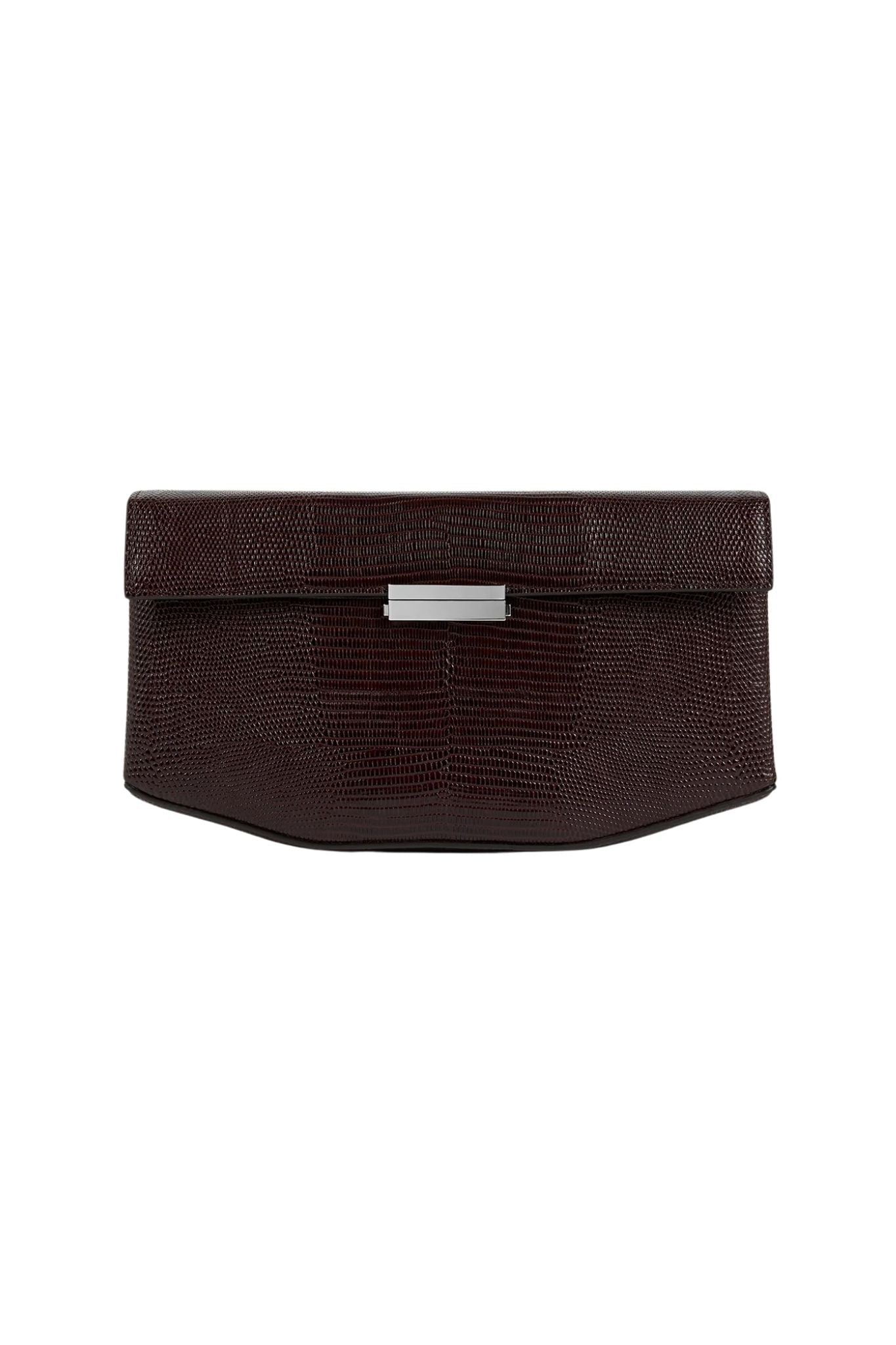Totême Clip Lizard-Embossed Shoulder Bag - Brown