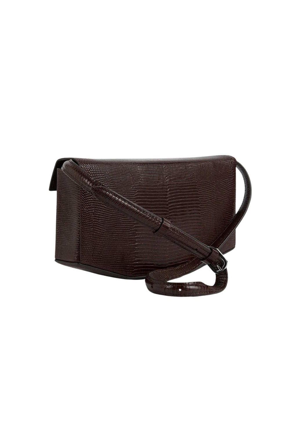 Totême Clip Lizard-Embossed Shoulder Bag - Brown