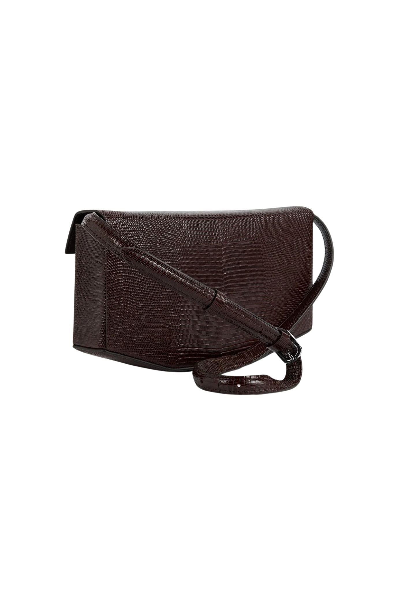 Totême Clip Lizard-Embossed Shoulder Bag - Brown