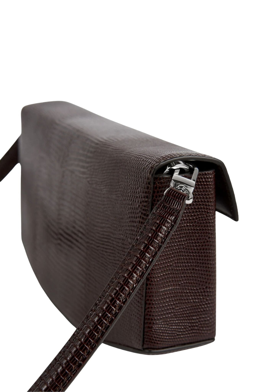 Totême Clip Lizard-Embossed Shoulder Bag - Brown