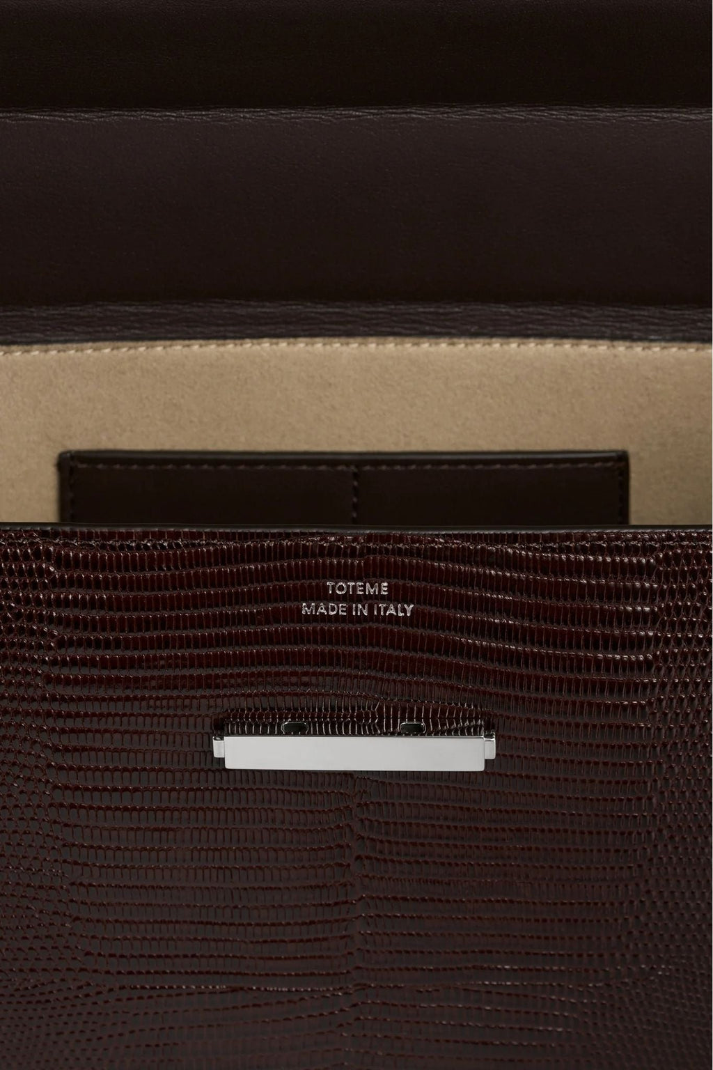 Totême Clip Lizard-Embossed Shoulder Bag - Brown